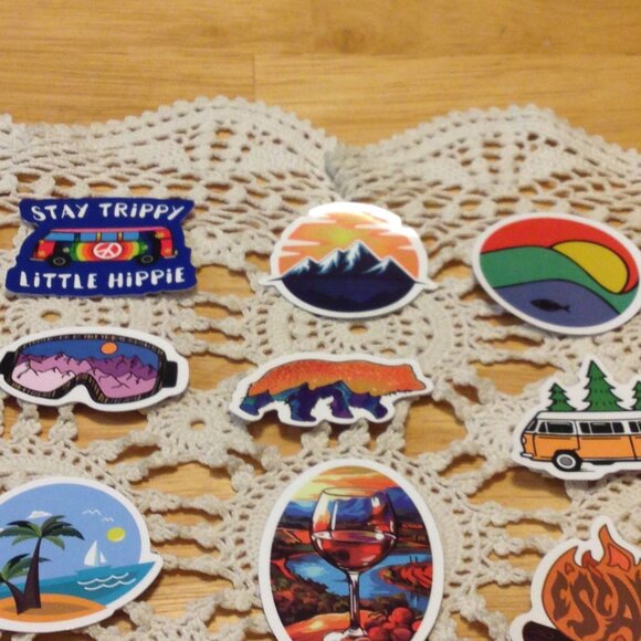 Stickers, adventure and travel theme, hippie vibe, 12 cellphone stickers - Picture 2 of 7